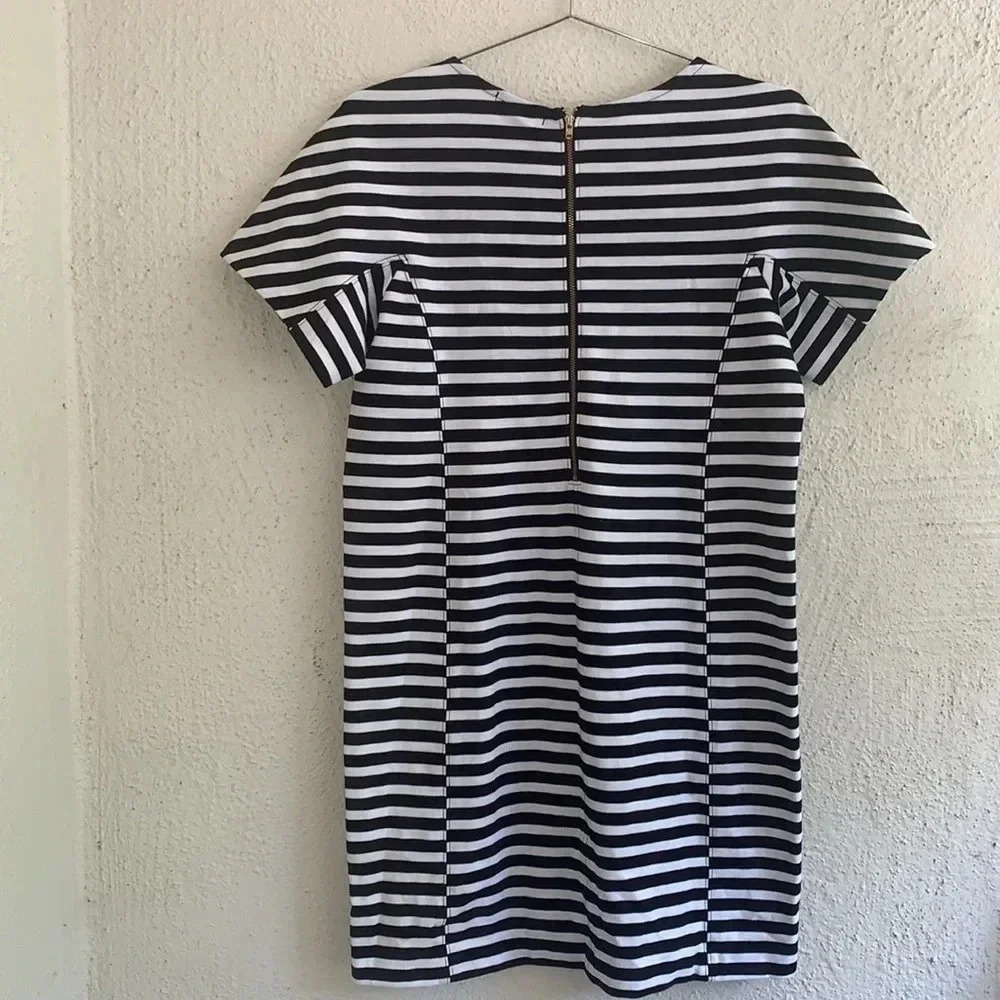 J.Crew Petite Striped T-shirt Dress  Black/White Stripes Size: Medium P - Picture 6 of 8